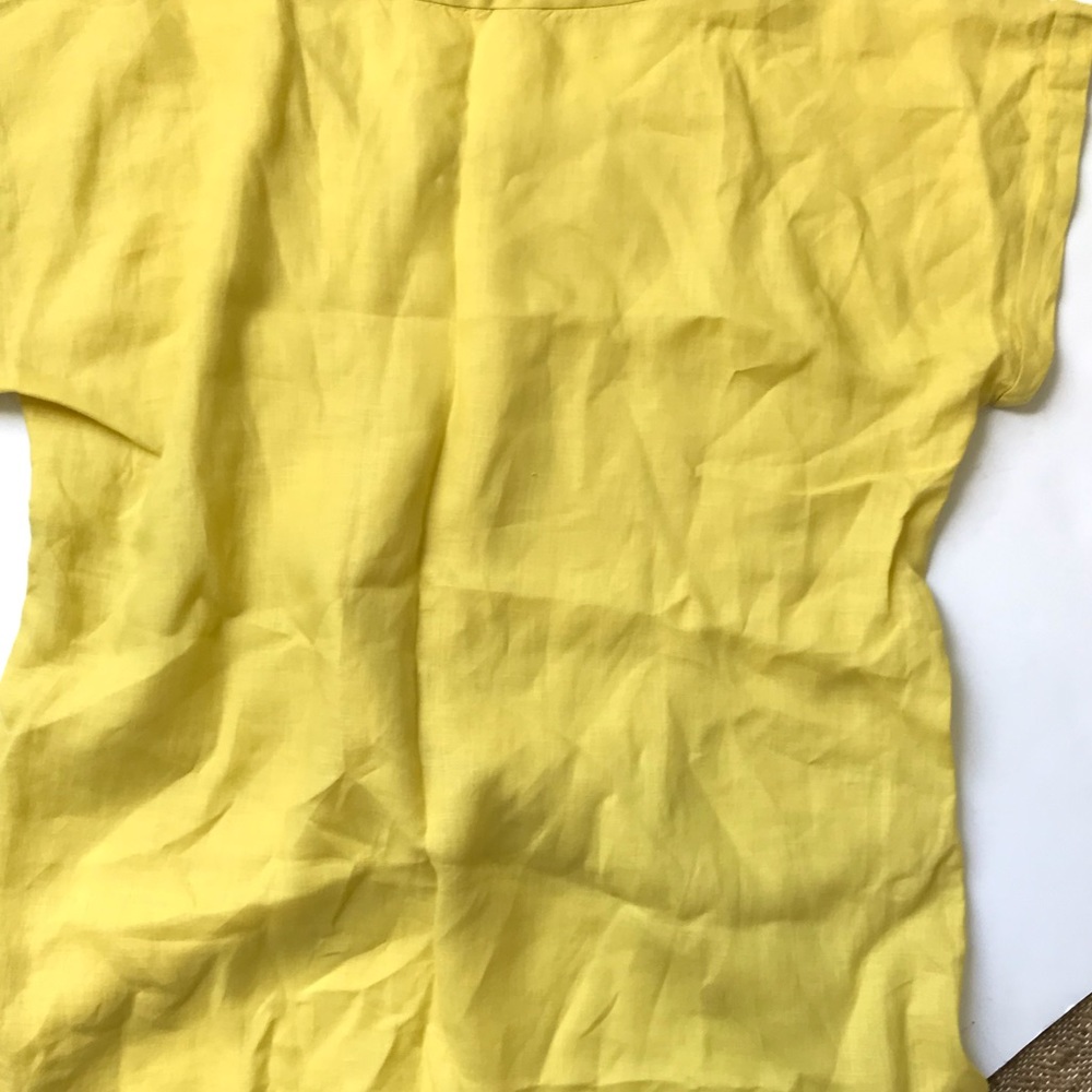 Eileen Fisher Banana Yellow Linen Top - Picture 3 of 5